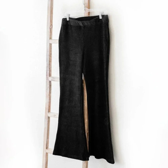 Double Zero Women’s Sz Large Black Flare Retro Bell Bottom High Waist Pants - Picture 2 of 9